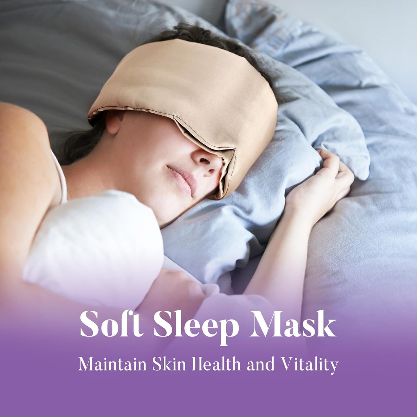 Satin Sleep Mask - Updated Design Light Blocking Eye Mask for Men and Women, Soft and Comfortable Night Sleeping Mask, Eye Cover for Travel/Sleeping (Camel)