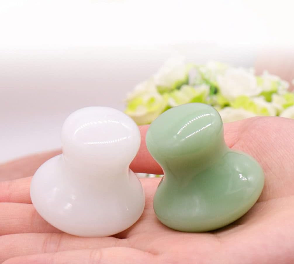 Ice Roller 2Pcs Facial Tools, Green Jade Quartz Massage Rollers Stones Scraping Massage Tool for Women Home Spa